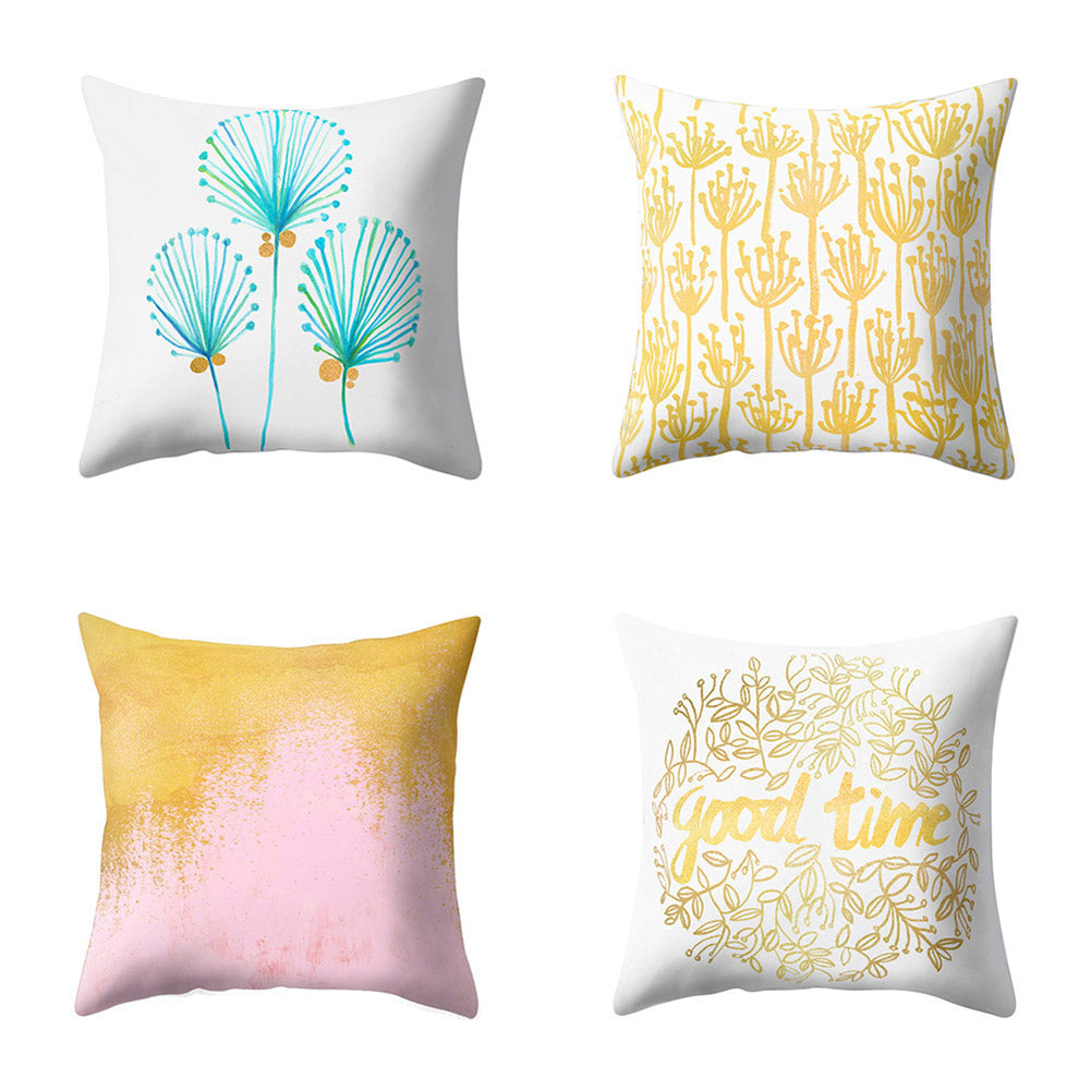 Decorative Pineapple Leaf Letters Print Pillow Case